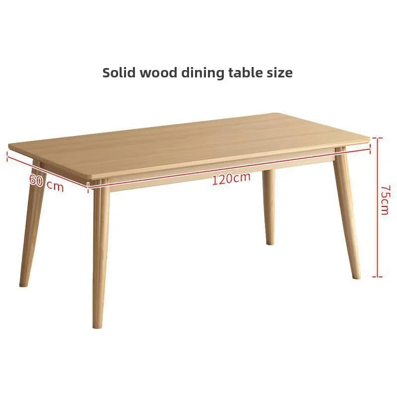 Solid Wood Dining Table Modern Rectangular Kitchen Table Minimalist Rectangular Compact Small Space Saving Kitchen Dining Room