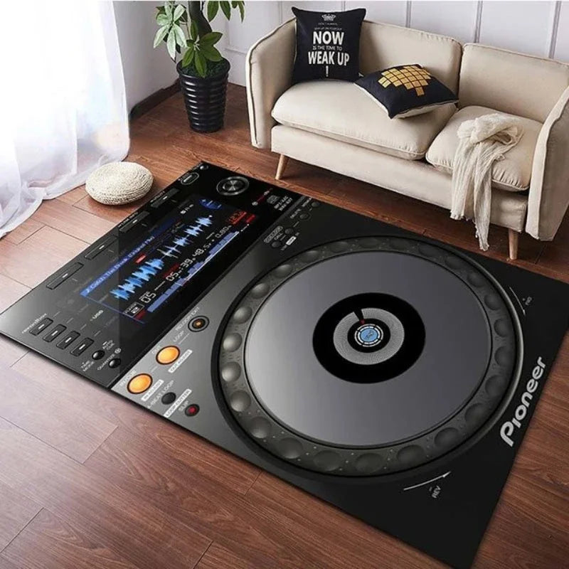 Living Room Bedroom Table Large Area Rug Kitchen Floor Mat Bathroom Non-Slip Vinyl Disc Player