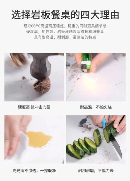 Sintered Stone Dining Table Modern Minimalist Thick Matte Top Light Luxury Glossy Edge Small Space Home Furniture Dinning Table