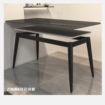Sintered Stone Dining Table Modern Minimalist Thick Matte Top Light Luxury Glossy Edge Small Space Home Furniture Dinning Table
