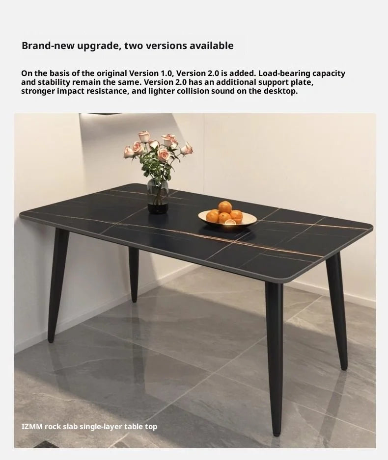 Sintered Stone Dining Table Modern Minimalist Thick Matte Top Light Luxury Glossy Edge Small Space Home Furniture Dinning Table