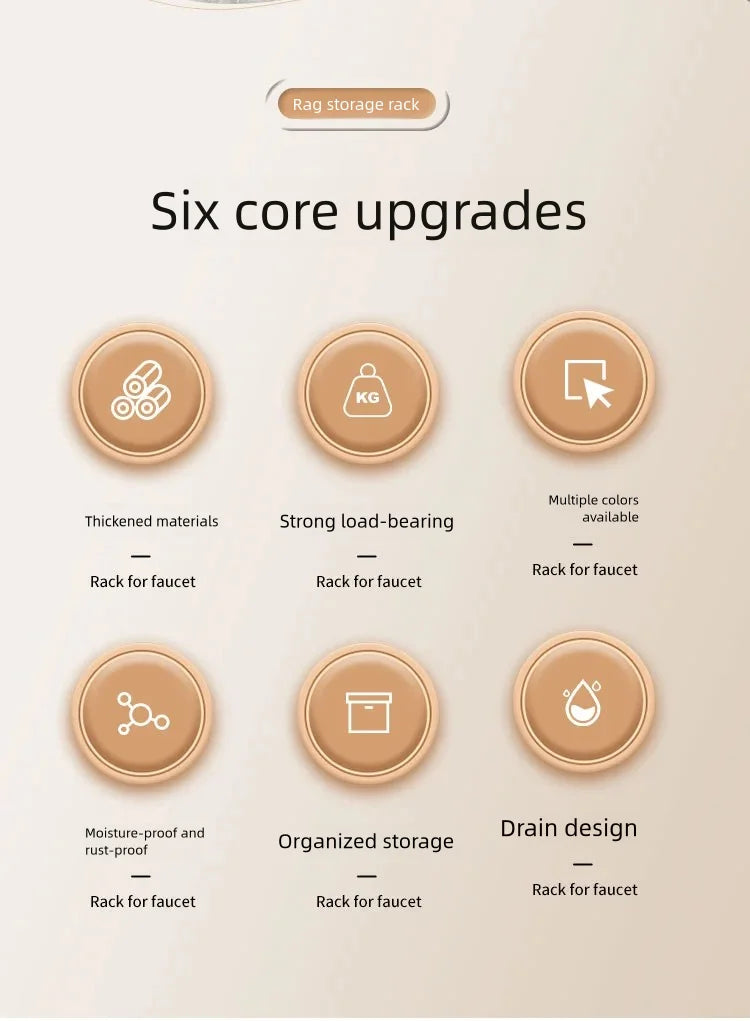 Kitchen Spice Storage Shelf with Drainage Rack, Installation Sink Organizer, Tap-Mounted Shelf for Home Kitchen Accessories