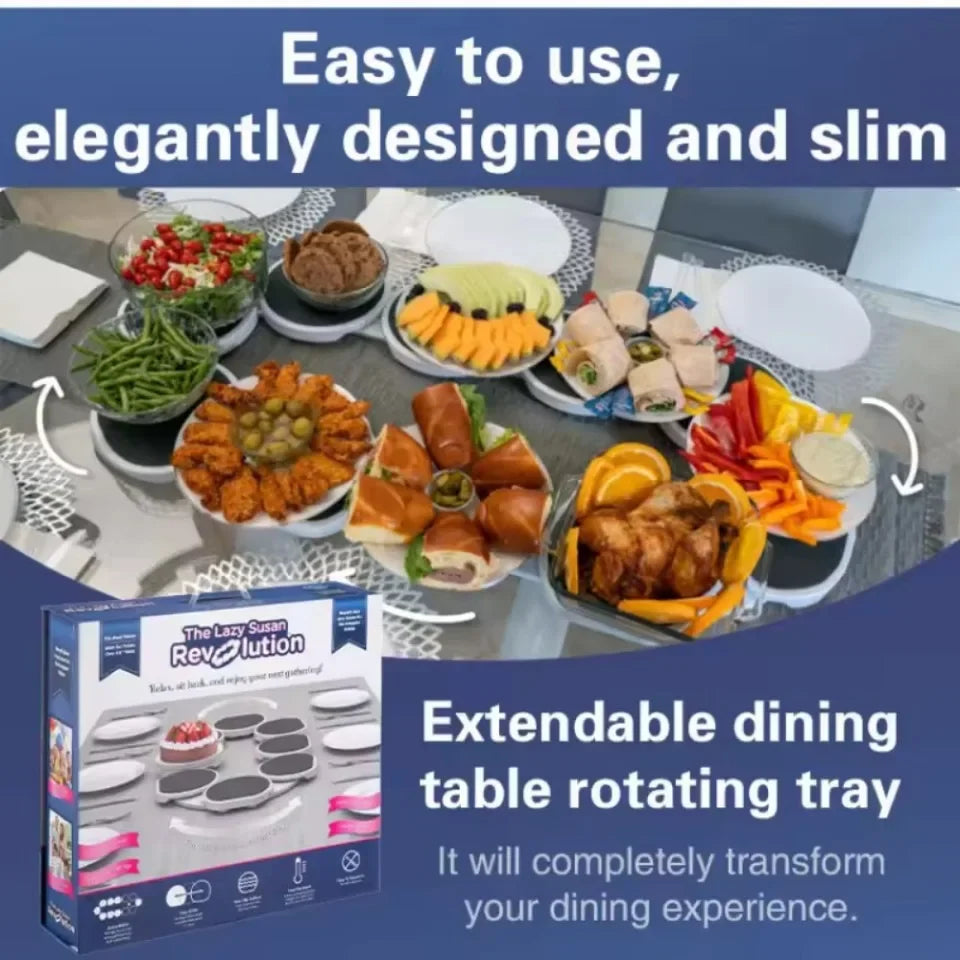 Dining Table Rotating Food Tray Foldable Space Saving Dish Outdoor Family Picnic Saucer Easy To Assemble and Clean Dining Tools