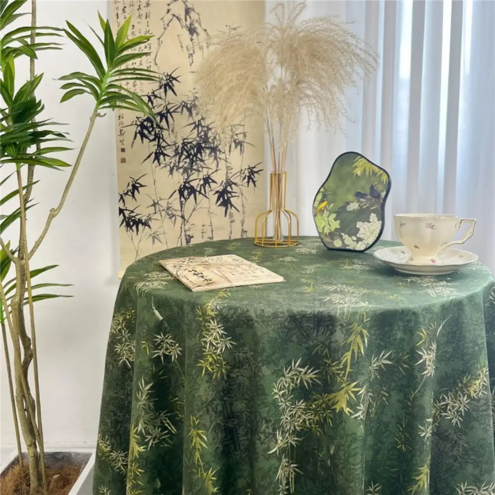 Dining Mat Vintage Floral Table Cloth Chinese Style Printing Elegant Picnic Mat Light Luxury Round Table Tablecloth Girl's Desk