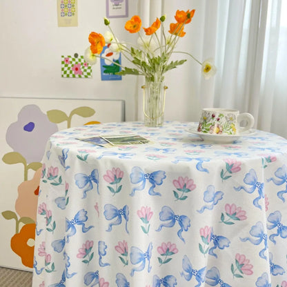 Dining Mat Vintage Floral Table Cloth Chinese Style Printing Elegant Picnic Mat Light Luxury Round Table Tablecloth Girl's Desk