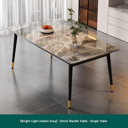 Sintered Stone Dining Table Modern Minimalist Thick Matte Top Light Luxury Glossy Edge Small Space Home Furniture Dinning Table