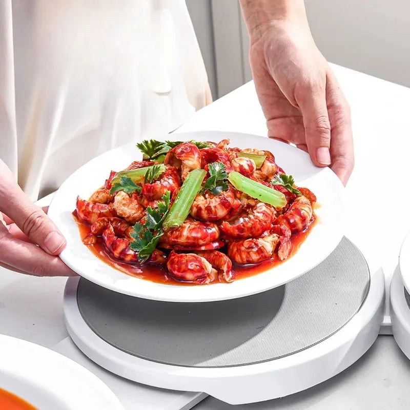 Dining Table Rotating Food Tray Foldable Space Saving Dish Outdoor Family Picnic Saucer Easy To Assemble and Clean Dining Tools