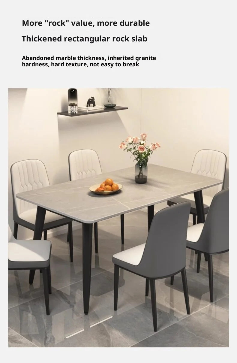 Sintered Stone Dining Table Modern Minimalist Thick Matte Top Light Luxury Glossy Edge Small Space Home Furniture Dinning Table