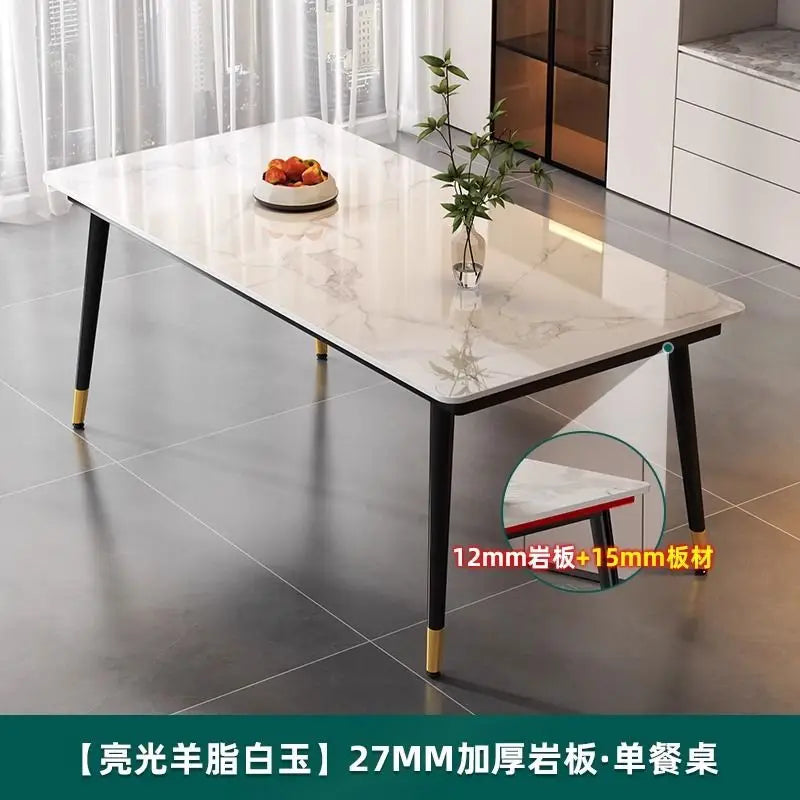 Sintered Stone Dining Table Modern Minimalist Thick Matte Top Light Luxury Glossy Edge Small Space Home Furniture Dinning Table
