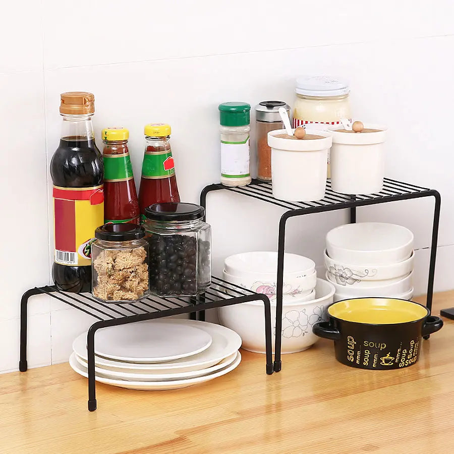 Kitchen Storage Rack, Wrought Iron Seasoning Rack, Countertop Sink, Floor-Standing Bowl and Plate Storage Rack