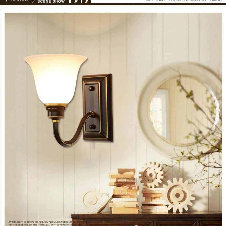 American Country Simple Living Room Corridor Aisle Bedroom Bedside Single Wall Lamp