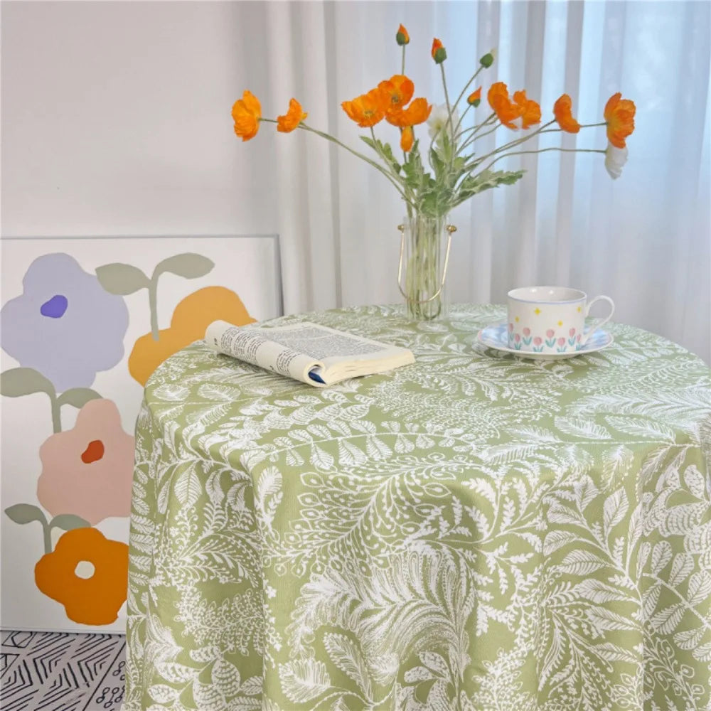 Dining Mat Vintage Floral Table Cloth Chinese Style Printing Elegant Picnic Mat Light Luxury Round Table Tablecloth Girl's Desk