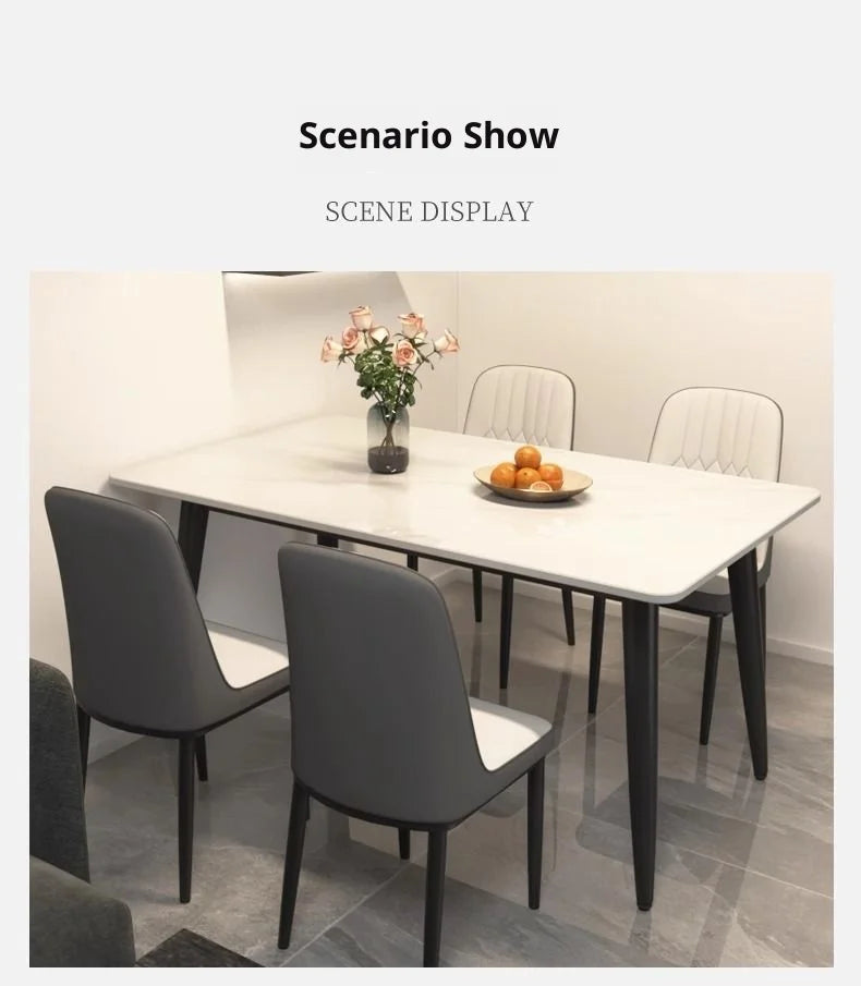Sintered Stone Dining Table Modern Minimalist Thick Matte Top Light Luxury Glossy Edge Small Space Home Furniture Dinning Table