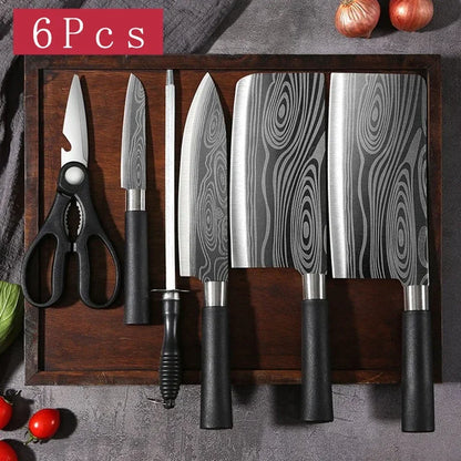 Laser Damascus Kitchen Knife Set