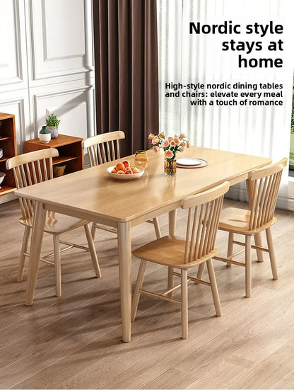 Solid Wood Dining Table Modern Rectangular Kitchen Table Minimalist Rectangular Compact Small Space Saving Kitchen Dining Room