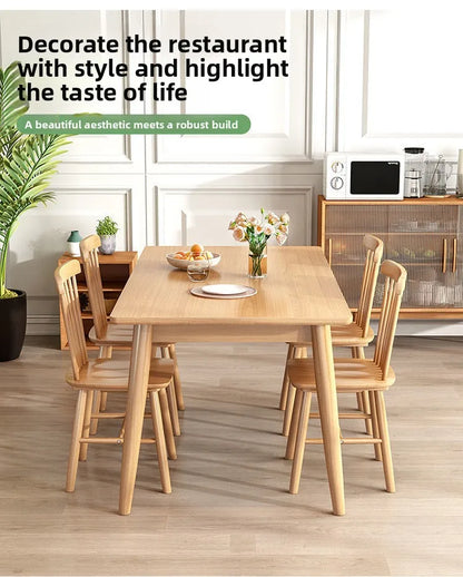 Solid Wood Dining Table Modern Rectangular Kitchen Table Minimalist Rectangular Compact Small Space Saving Kitchen Dining Room