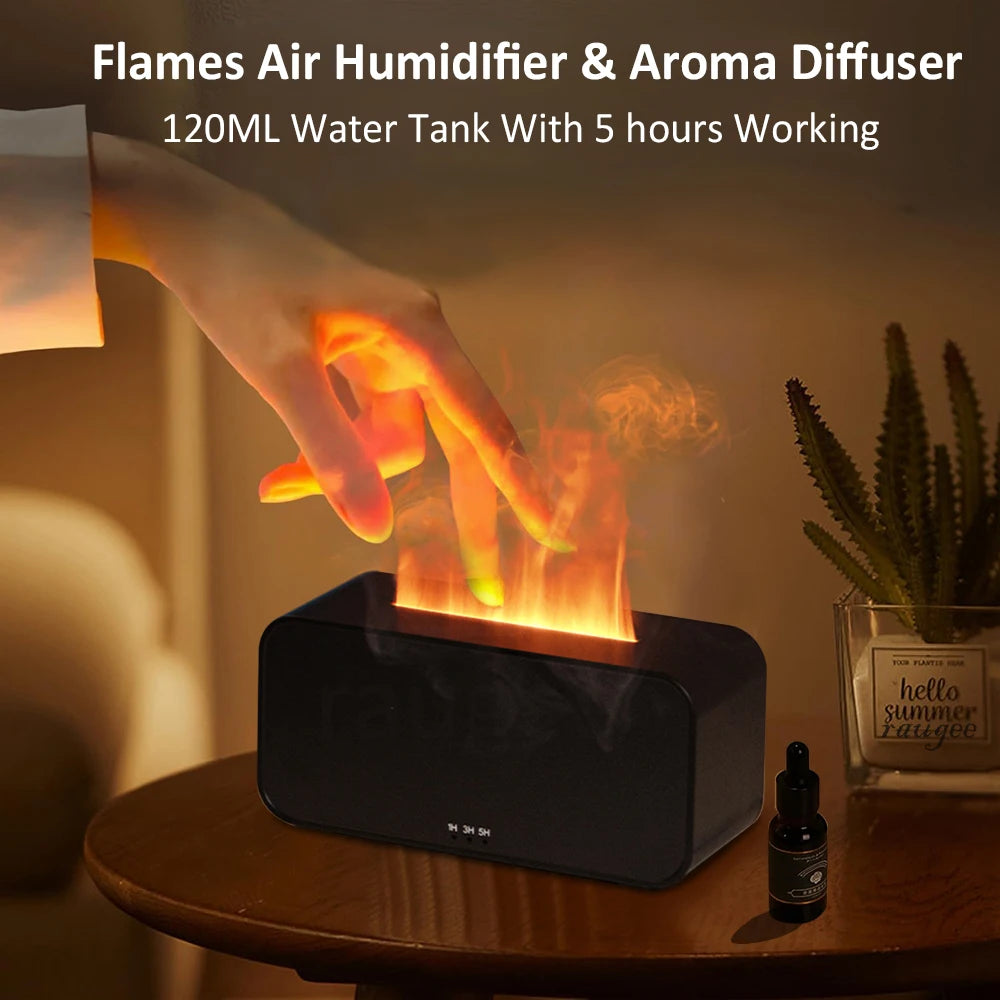 Mini humidificateur d'arômes à flamme avec lumière LED