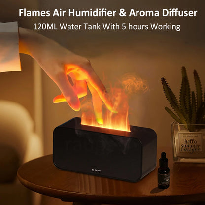 Mini humidificateur d'arômes à flamme avec lumière LED