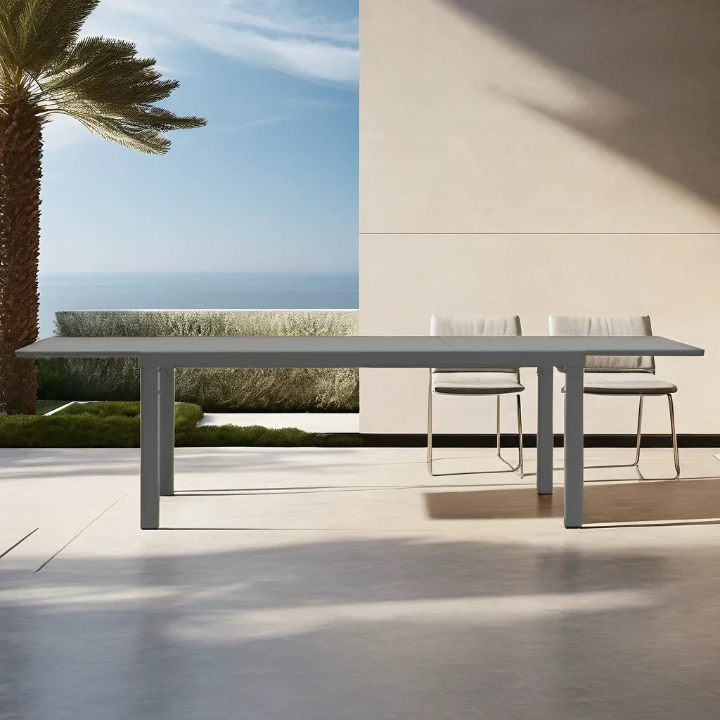 Dining Table Restaurant Rectangular Garden Dining Set Factory Luxury Patio Extendable Outdoor for 6-8 Persons Metal Steel Modern