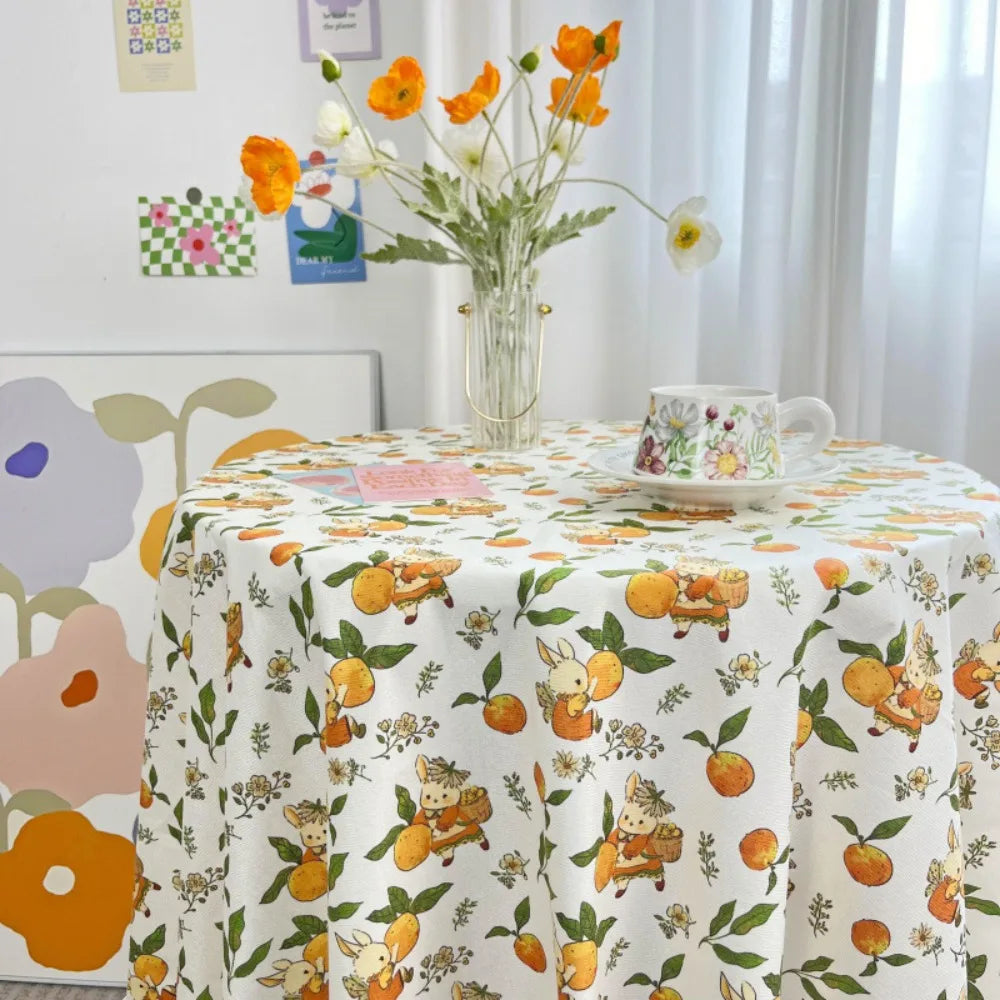 Dining Mat Vintage Floral Table Cloth Chinese Style Printing Elegant Picnic Mat Light Luxury Round Table Tablecloth Girl's Desk