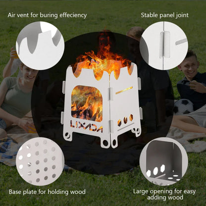 Réchaud à bois de camping pliable en acier inoxydable ultraléger