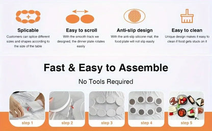 Dining Table Rotating Food Tray Foldable Space Saving Dish Outdoor Family Picnic Saucer Easy To Assemble and Clean Dining Tools