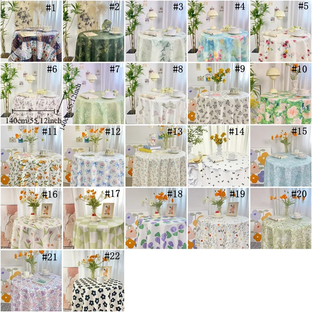 Dining Mat Vintage Floral Table Cloth Chinese Style Printing Elegant Picnic Mat Light Luxury Round Table Tablecloth Girl's Desk