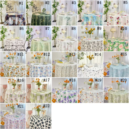 Dining Mat Vintage Floral Table Cloth Chinese Style Printing Elegant Picnic Mat Light Luxury Round Table Tablecloth Girl's Desk