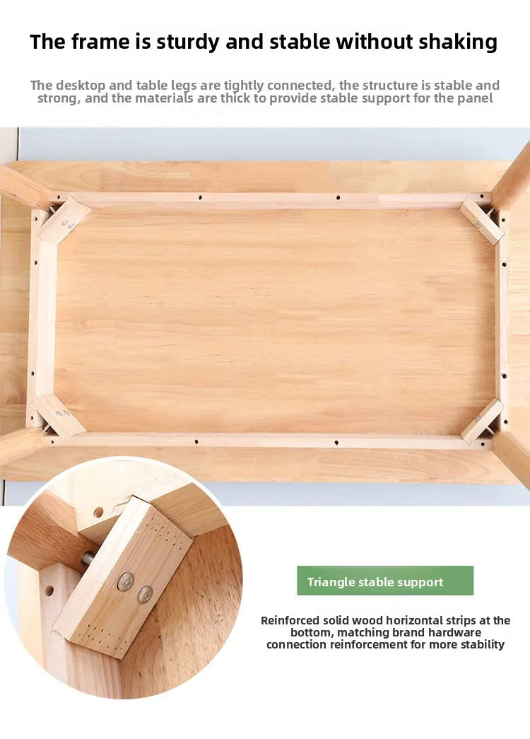 Solid Wood Dining Table Modern Rectangular Kitchen Table Minimalist Rectangular Compact Small Space Saving Kitchen Dining Room