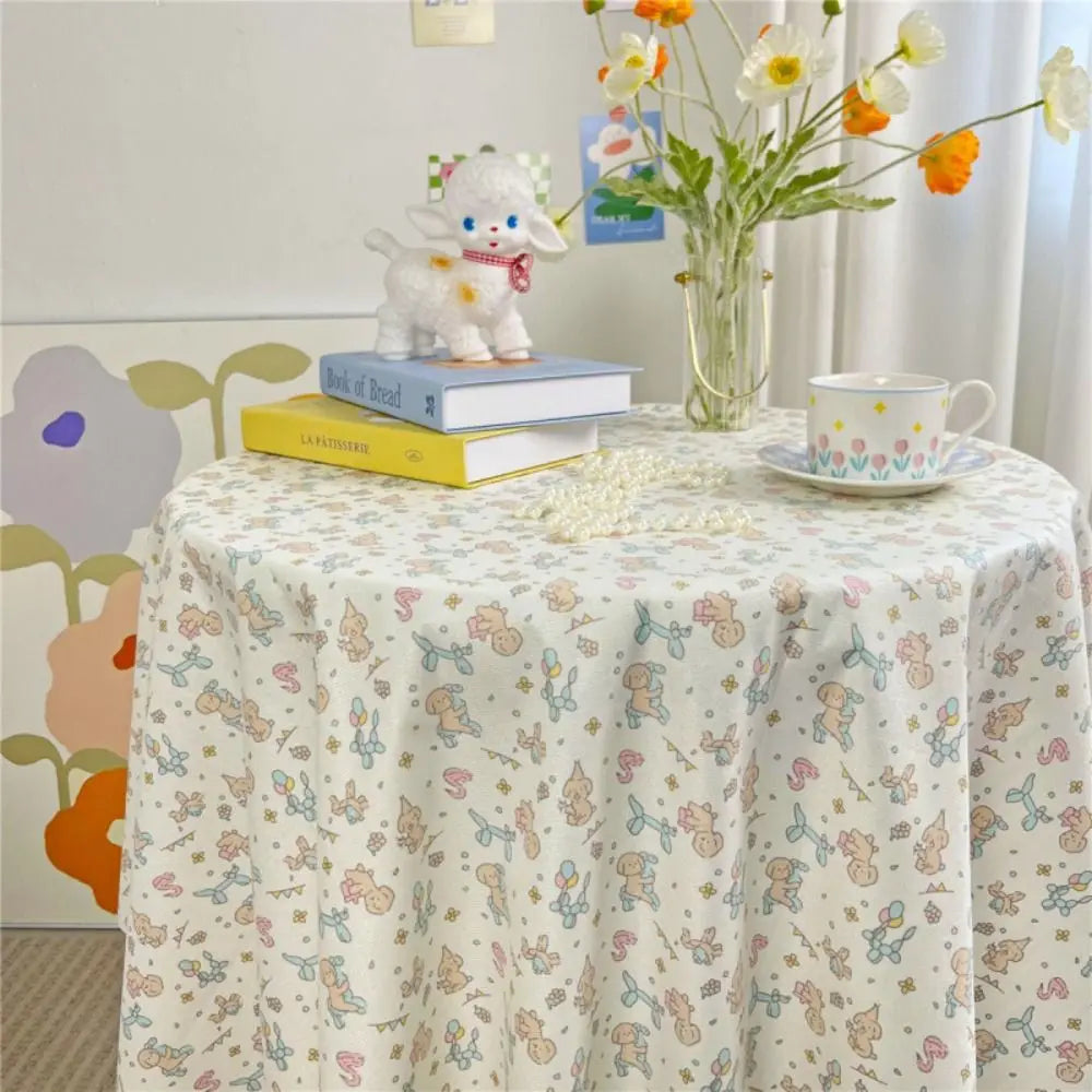 Dining Mat Vintage Floral Table Cloth Chinese Style Printing Elegant Picnic Mat Light Luxury Round Table Tablecloth Girl's Desk