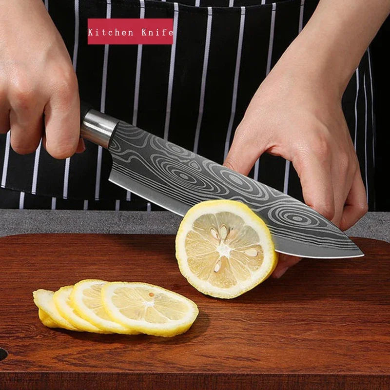 Laser Damascus Kitchen Knife Set