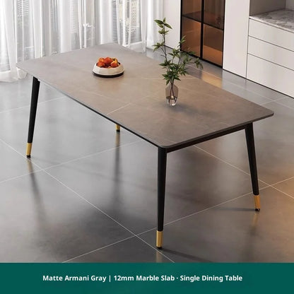 Sintered Stone Dining Table Modern Minimalist Thick Matte Top Light Luxury Glossy Edge Small Space Home Furniture Dinning Table