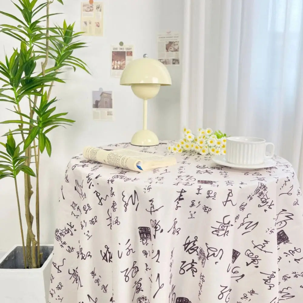 Dining Mat Vintage Floral Table Cloth Chinese Style Printing Elegant Picnic Mat Light Luxury Round Table Tablecloth Girl's Desk