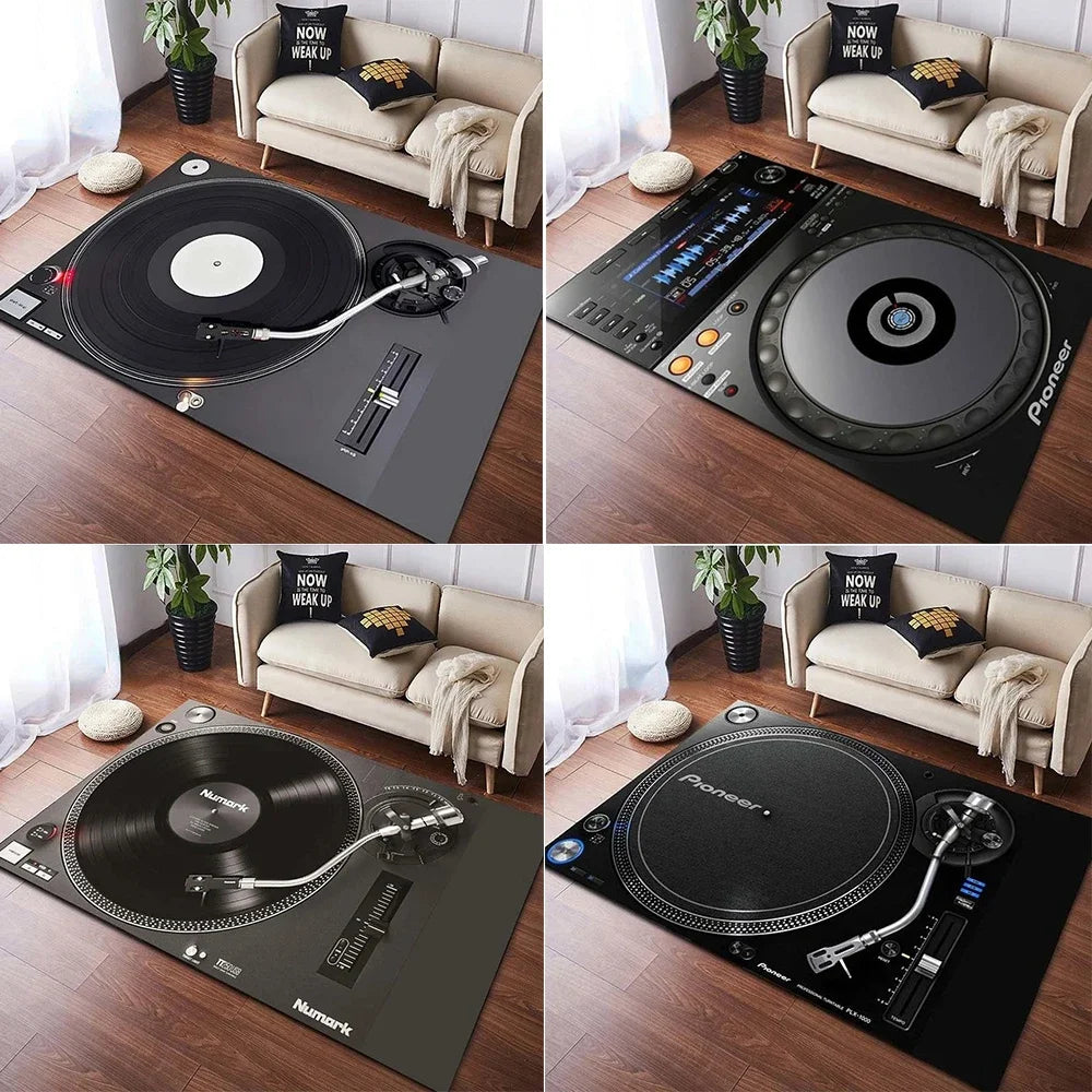 Living Room Bedroom Table Large Area Rug Kitchen Floor Mat Bathroom Non-Slip  Vinyl Disc Player