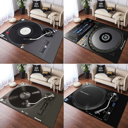 Living Room Bedroom Table Large Area Rug Kitchen Floor Mat Bathroom Non-Slip  Vinyl Disc Player