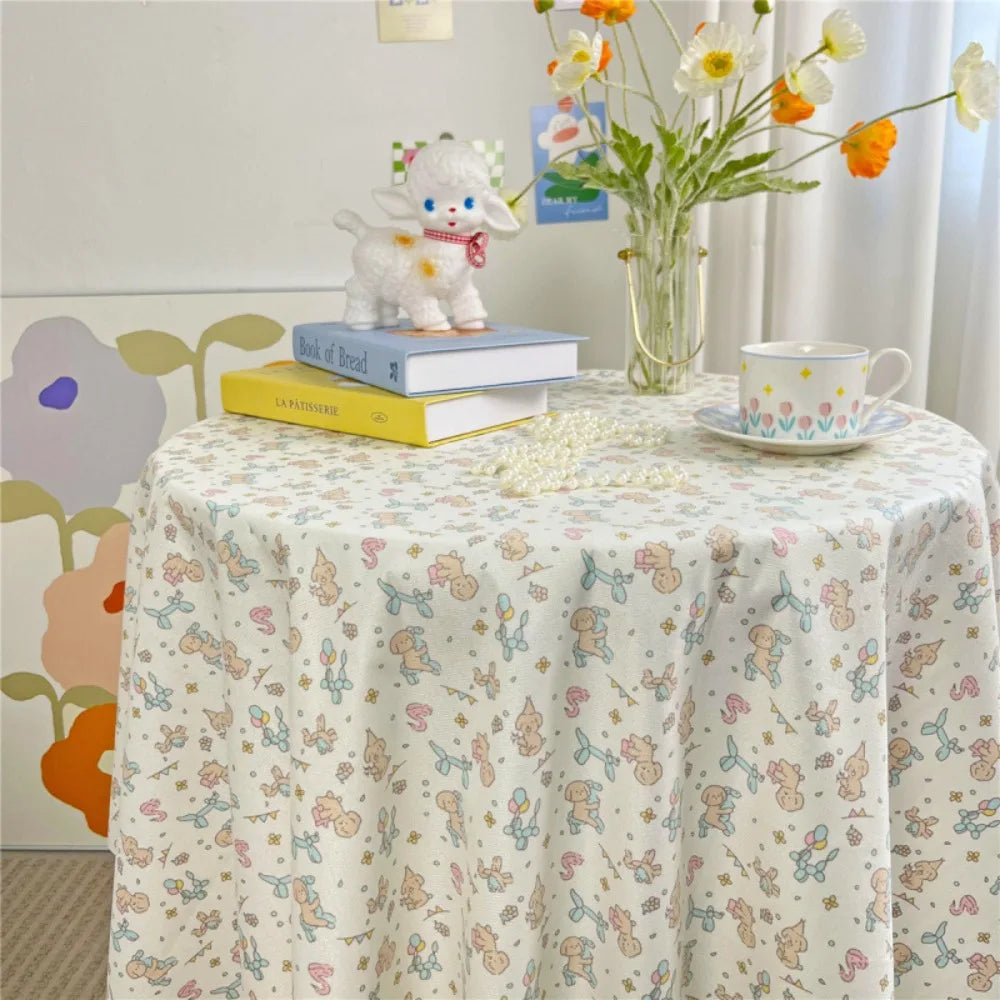 Dining Mat Vintage Floral Table Cloth Chinese Style Printing Elegant Picnic Mat Light Luxury Round Table Tablecloth Girl's Desk