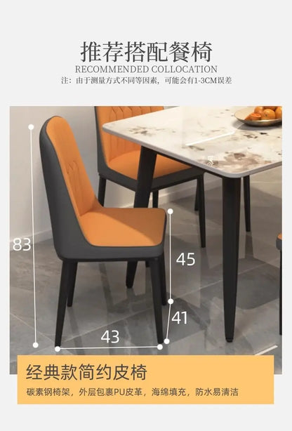 Sintered Stone Dining Table Modern Minimalist Thick Matte Top Light Luxury Glossy Edge Small Space Home Furniture Dinning Table