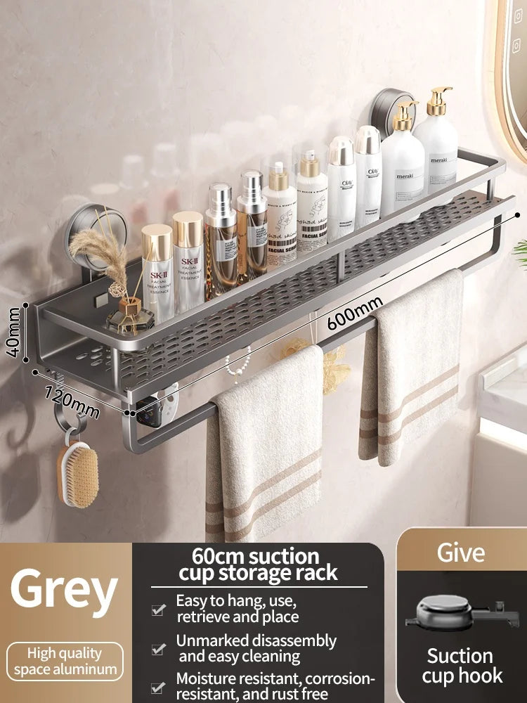 No-Drill Suction Cup Aluminum Bathroom