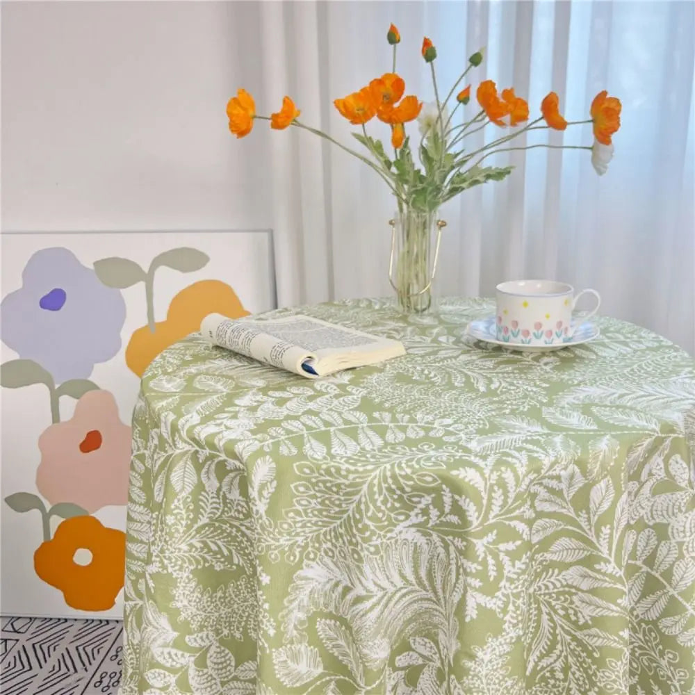 Dining Mat Vintage Floral Table Cloth Chinese Style Printing Elegant Picnic Mat Light Luxury Round Table Tablecloth Girl's Desk