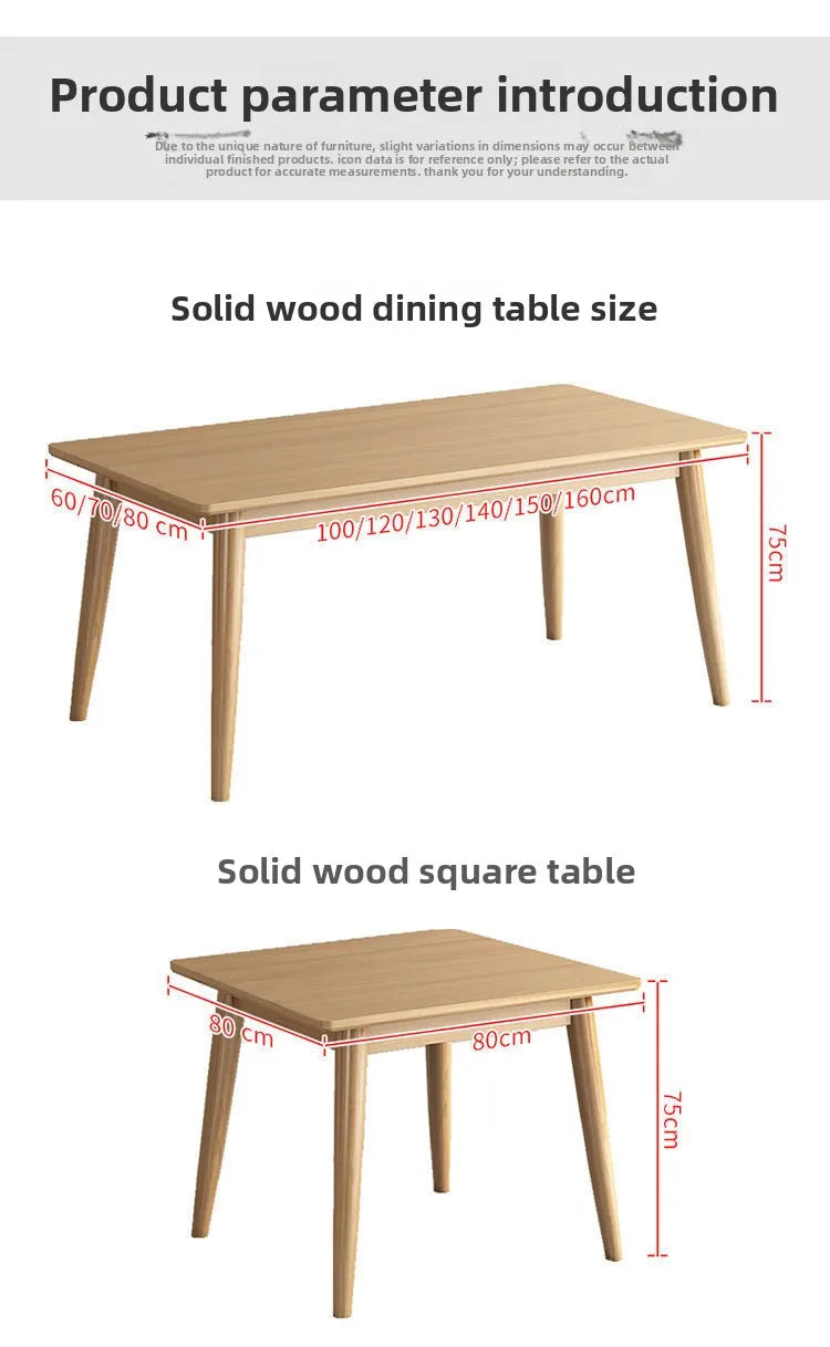 Solid Wood Dining Table Modern Rectangular Kitchen Table Minimalist Rectangular Compact Small Space Saving Kitchen Dining Room