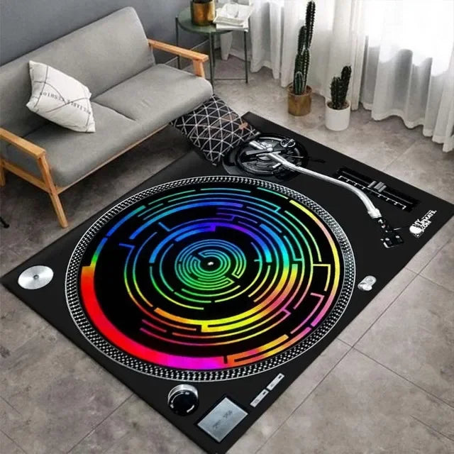 Living Room Bedroom Table Large Area Rug Kitchen Floor Mat Bathroom Non-Slip  Vinyl Disc Player