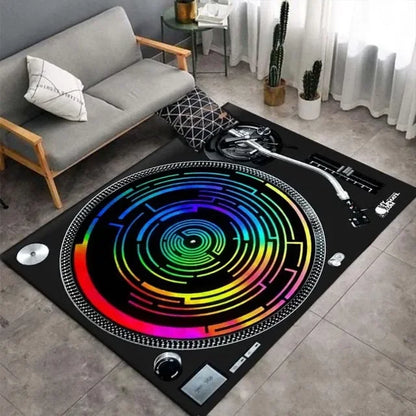 Living Room Bedroom Table Large Area Rug Kitchen Floor Mat Bathroom Non-Slip  Vinyl Disc Player