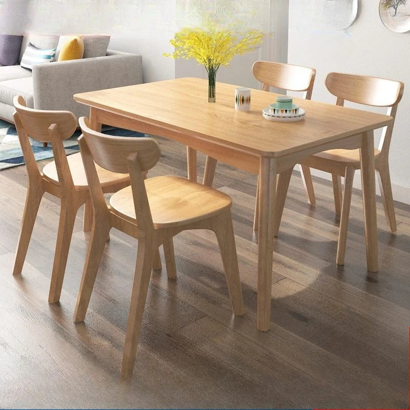 Solid Wood Dining Table Modern Rectangular Kitchen Table Minimalist Rectangular Compact Small Space Saving Kitchen Dining Room
