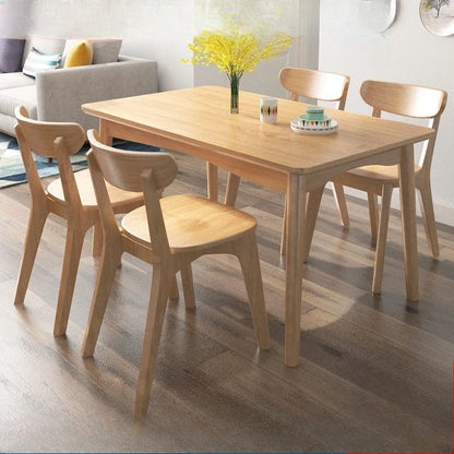 Solid Wood Dining Table Modern Rectangular Kitchen Table Minimalist Rectangular Compact Small Space Saving Kitchen Dining Room