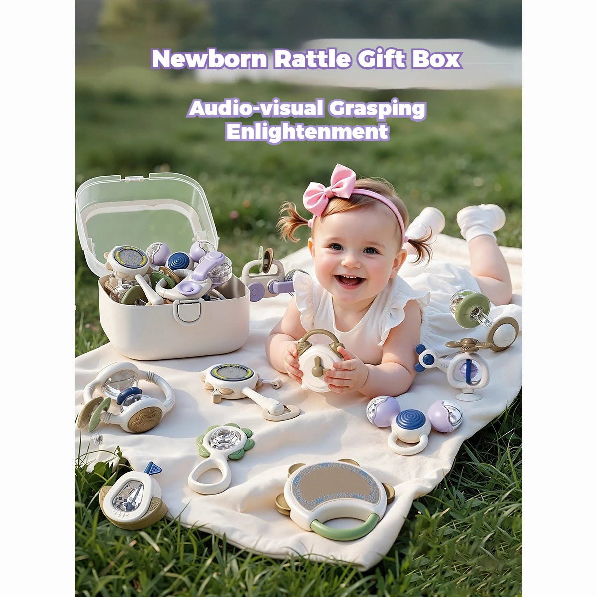 Baby Teething Toys 10Pc Hand-Held Toys Set Particle Feel Food-Grade Silicone Material Sensory Development Tray Toy Baby Gifts