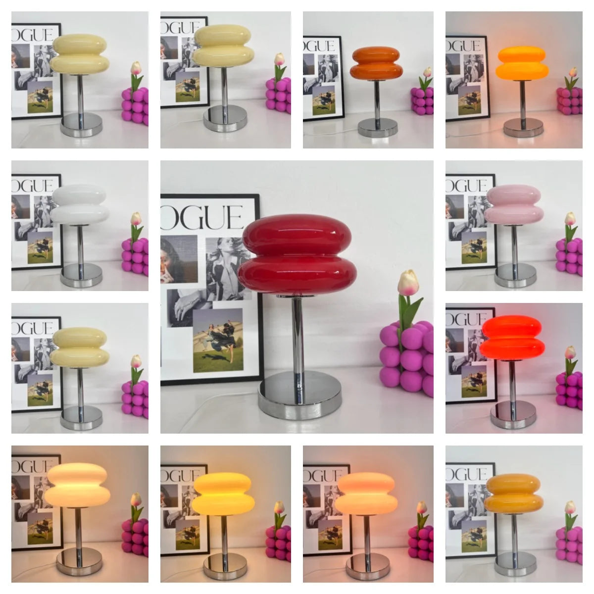Lampe de table en verre Macaron
