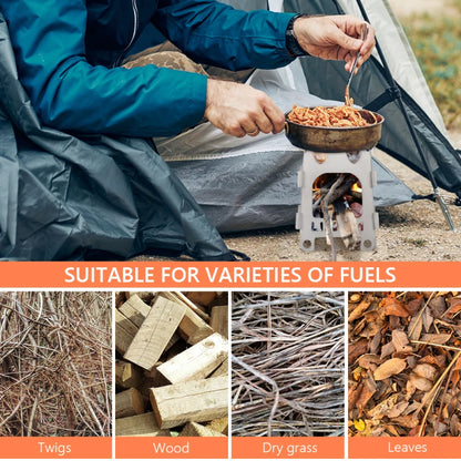Réchaud à bois de camping pliable en acier inoxydable ultraléger
