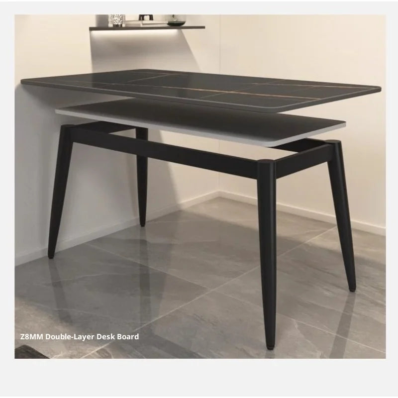 Sintered Stone Dining Table Modern Minimalist Thick Matte Top Light Luxury Glossy Edge Small Space Home Furniture Dinning Table