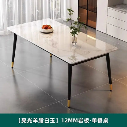 Sintered Stone Dining Table Modern Minimalist Thick Matte Top Light Luxury Glossy Edge Small Space Home Furniture Dinning Table