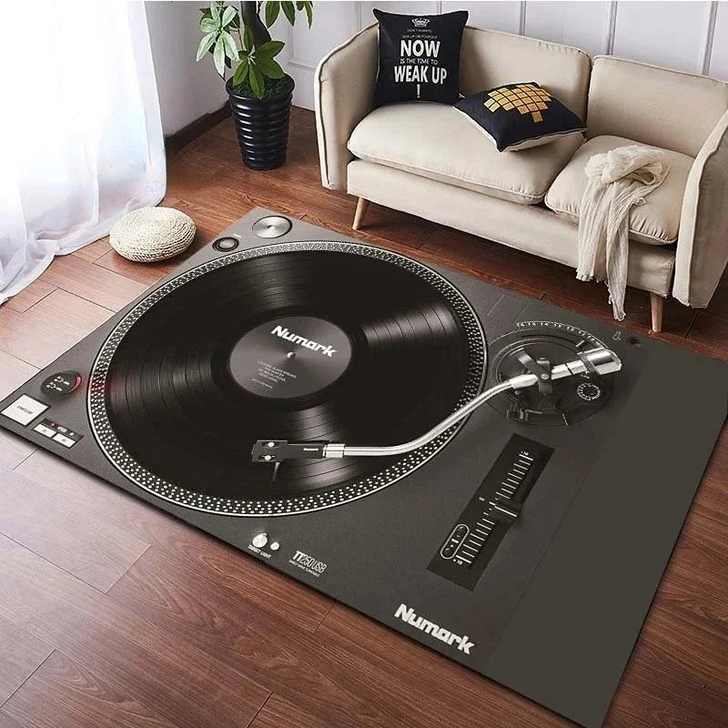 Living Room Bedroom Table Large Area Rug Kitchen Floor Mat Bathroom Non-Slip  Vinyl Disc Player